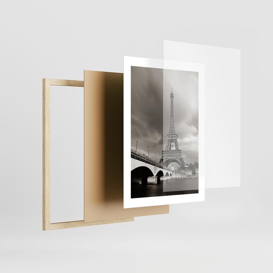 Plakat w ramie 30x40 - Mgiełka Eiffla - Paryż, Eiffla - rama drewno