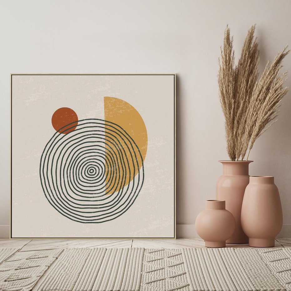 Obraz w ramie 50x50 - Odbicia Wyobraźni - nowoczesna sztuka, minimalizm - rama drewno