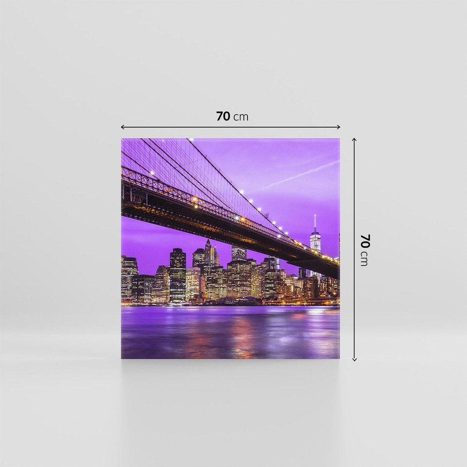 Obraz na płótnie 70x70 - Nocny Spacer po Moście Manhattan - most, Nowy Jork