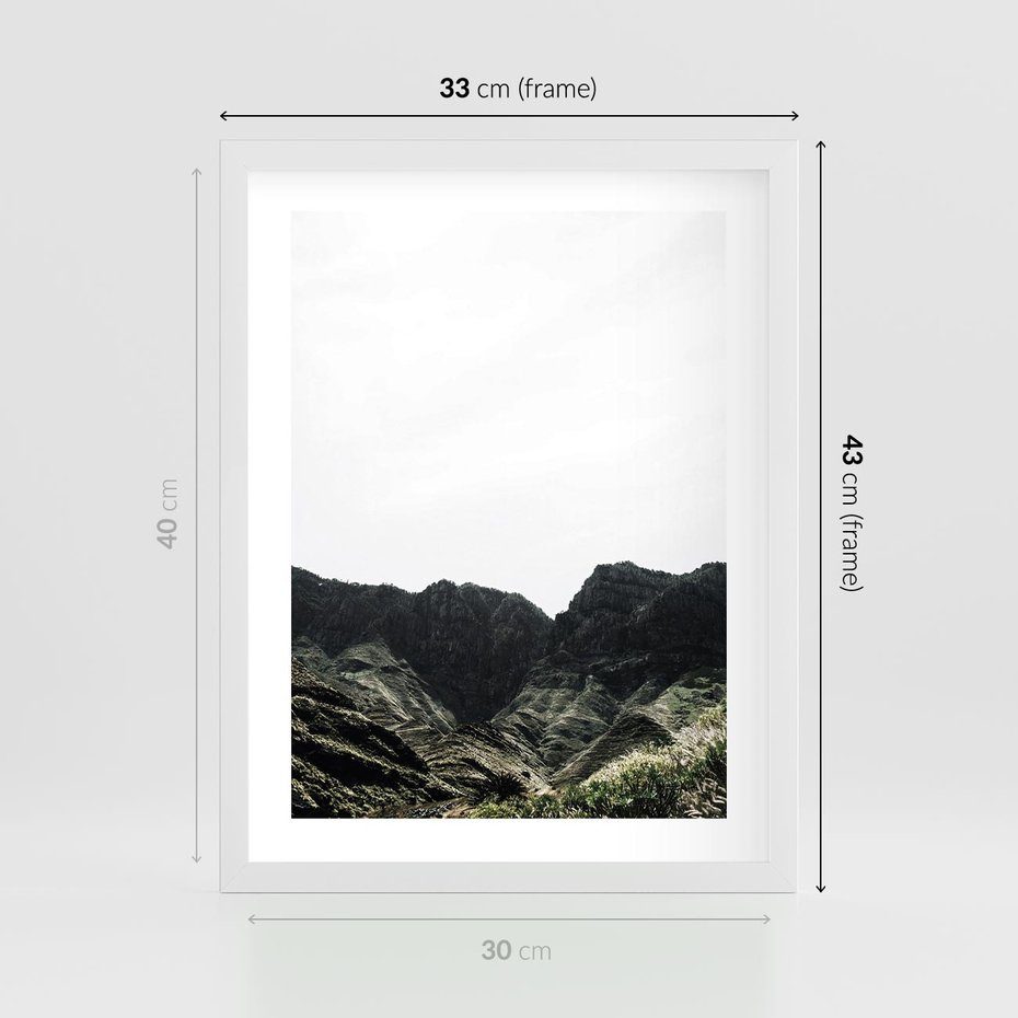 Plakat w ramie 30x40 - Górska Potęga - górski krajobraz, góry - rama biała