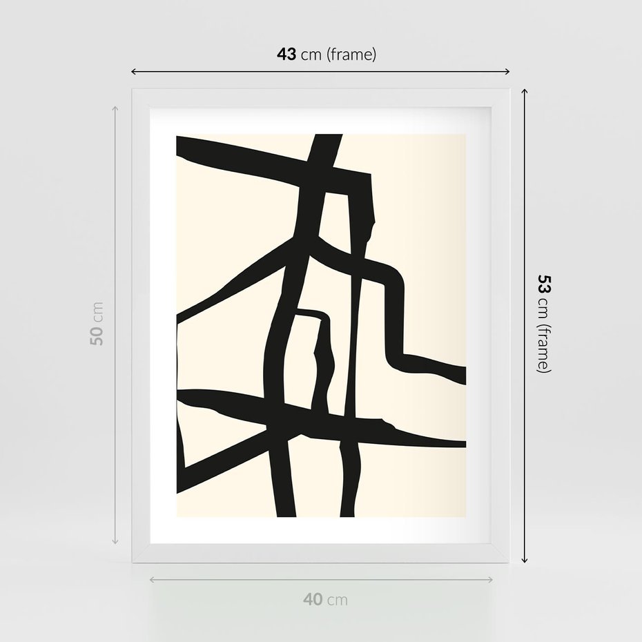 Plakat w ramie 40x50 - Impresje Wymiaru - linie, abstrakcja - rama biała