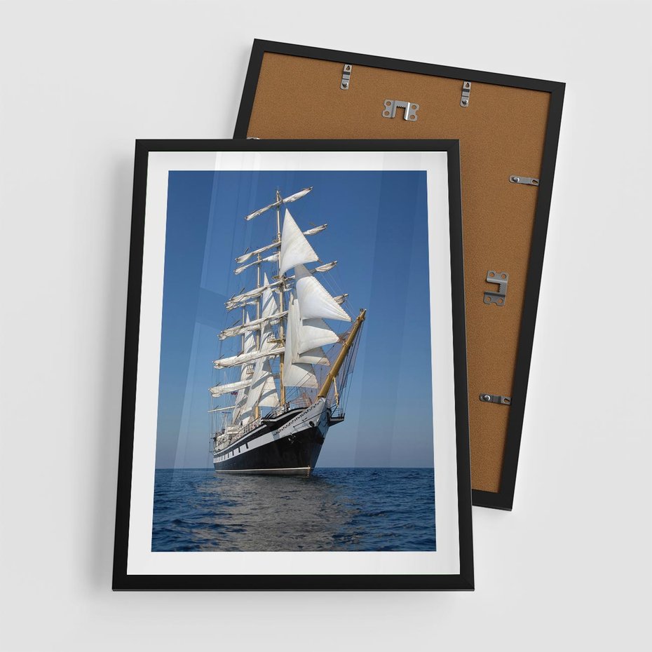 Plakat w ramie 50x70 - Podróż na Żaglowcu Przygody - żaglowiec, podróż - rama czarna