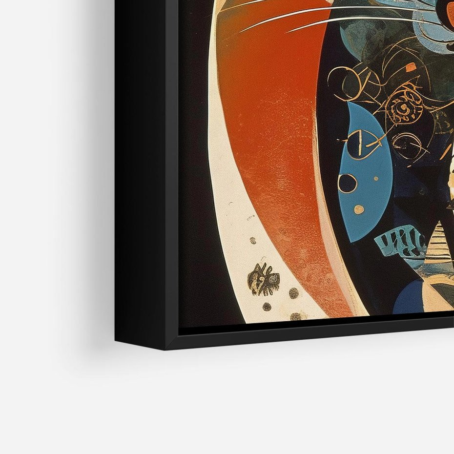 Obraz w ramie 50x50 - Księga Surrealnych Wymiarów - abstrakcyjny obraz olejny, kot - rama czarna