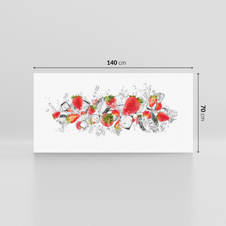 Obraz na płótnie 140x70 - Oaza świeżości: truskawki w wodzie - truskawki, woda
