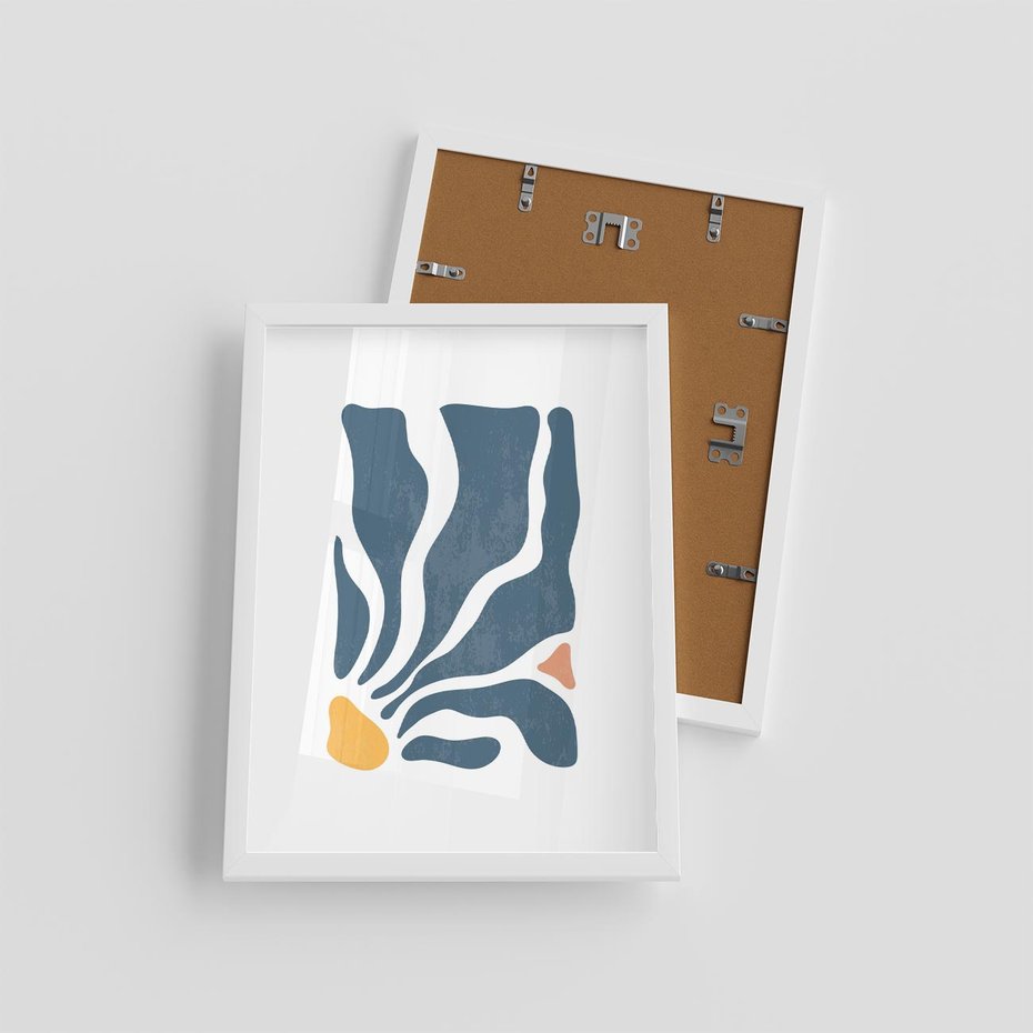 Plakat w ramie 30x40 - Szkice Kwiatowych Promieni - nowoczesna kwiatowa grafika, styl retro - rama biała