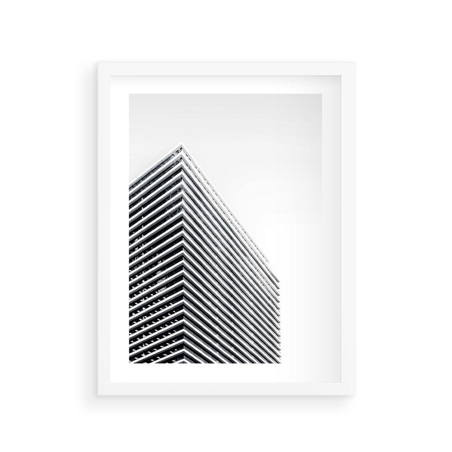 Plakat w ramie 30x40 - Wzorce Wysokości - architektura, wysoki wieżowiec - rama biała