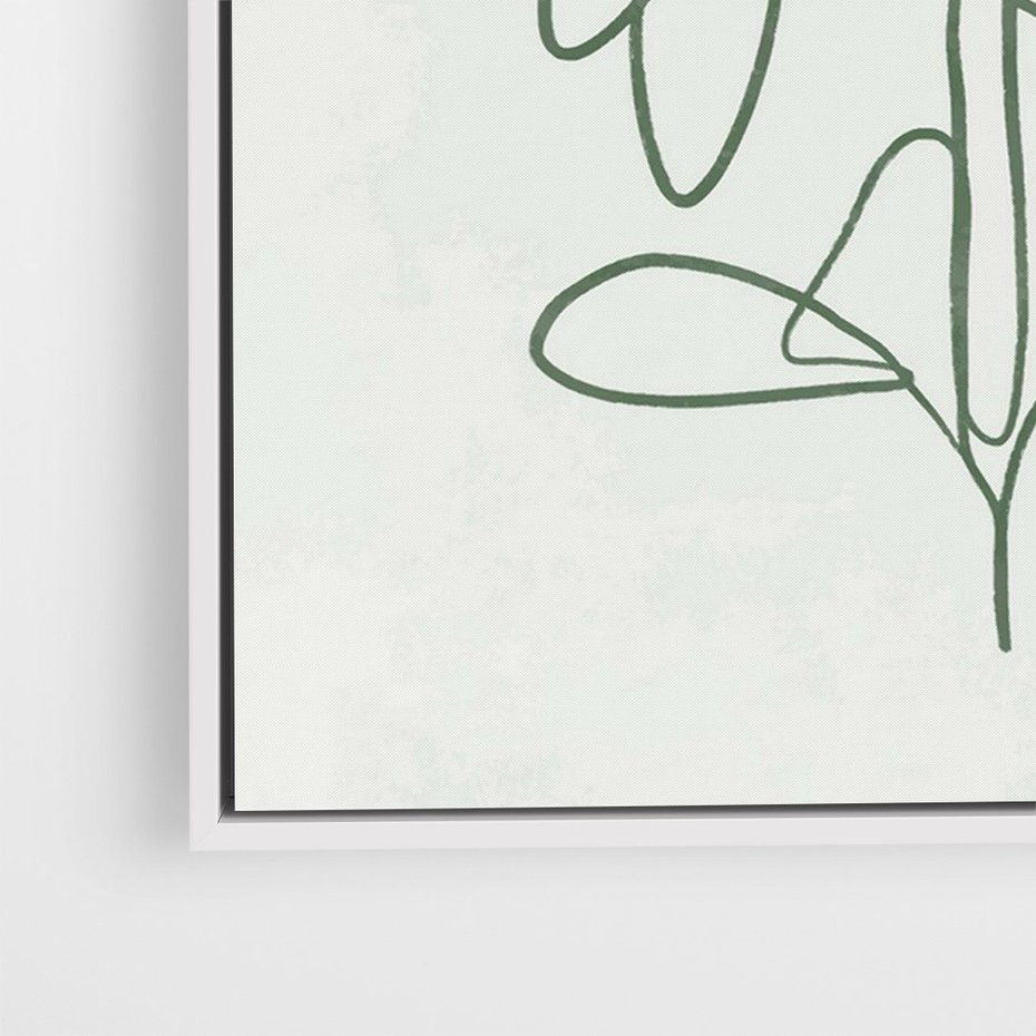 Obraz w ramie 80x120 - Spokojne Poddanie Naturze - zielony plakat, roślinne inspiracje - rama biała