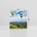 Obraz na płótnie 40x40 - Balony w górach: spektakularne widoki - balony, góry