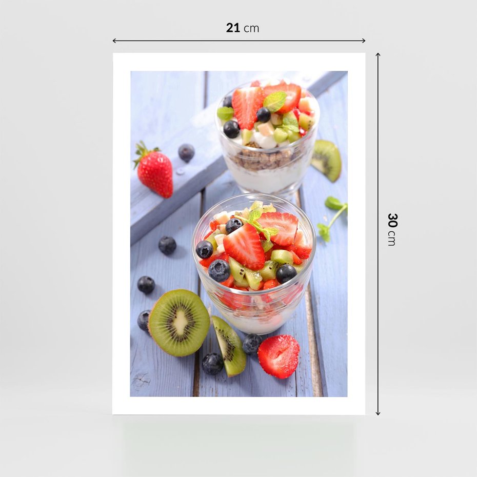 Plakat bez ramy 21x30 - Świeżość i Zdrowie - sałatka, owoce