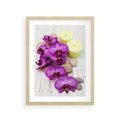 Plakat w ramie 30x40 - Relaksujące spa w otoczeniu orchidei - spa, świece - rama drewno