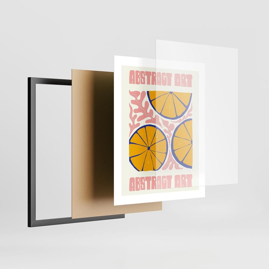 Plakat w ramie 40x50 - Podróżne Wizje - typografia, cytryny - rama czarna