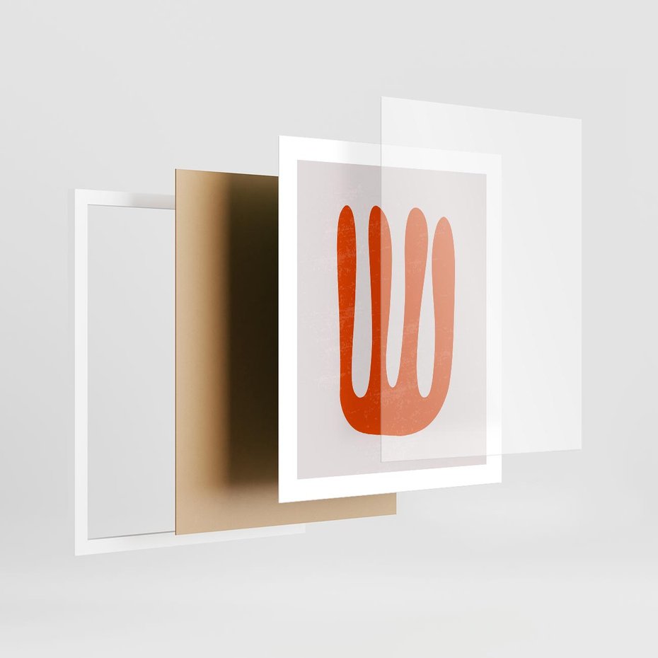 Plakat w ramie 40x50 - Eksploracja Nowego Światła - abstrakcyjna pomarańczowa forma, minimalizm - rama biała