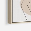 Obraz w ramie 50x50 - Przenikające Kształty - szkic jedną linią, one line - rama drewno