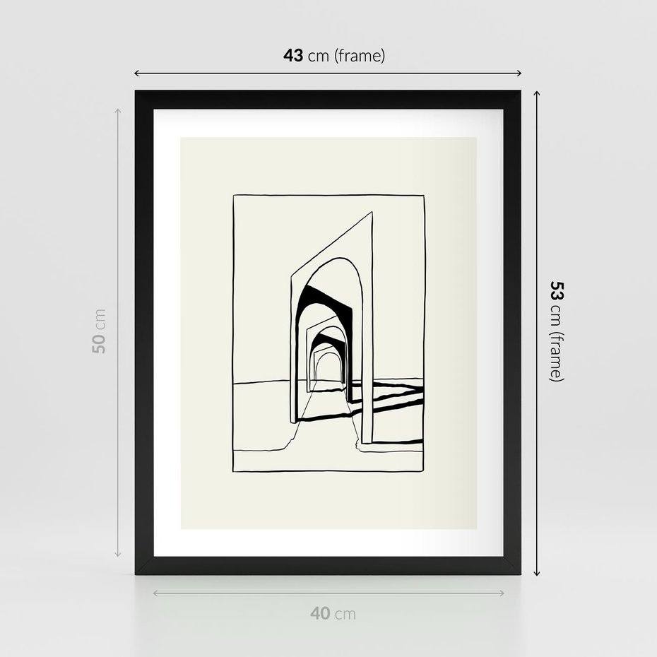 Plakat w ramie 40x50 - Poezja światła i cienia - nowoczesna sztuka, minimalistyczny styl - rama czarna