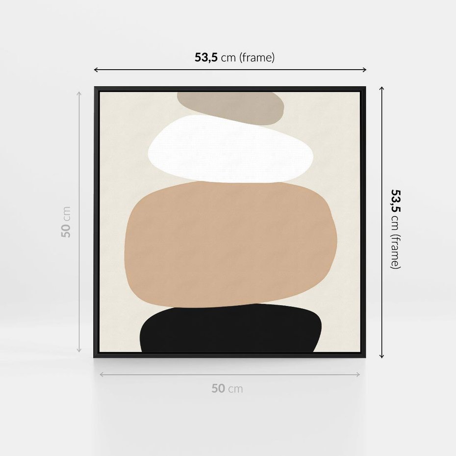 Obraz w ramie 50x50 - Zgeometryzowane Kształty - modernistyczny plakat, obłe kształty - rama czarna