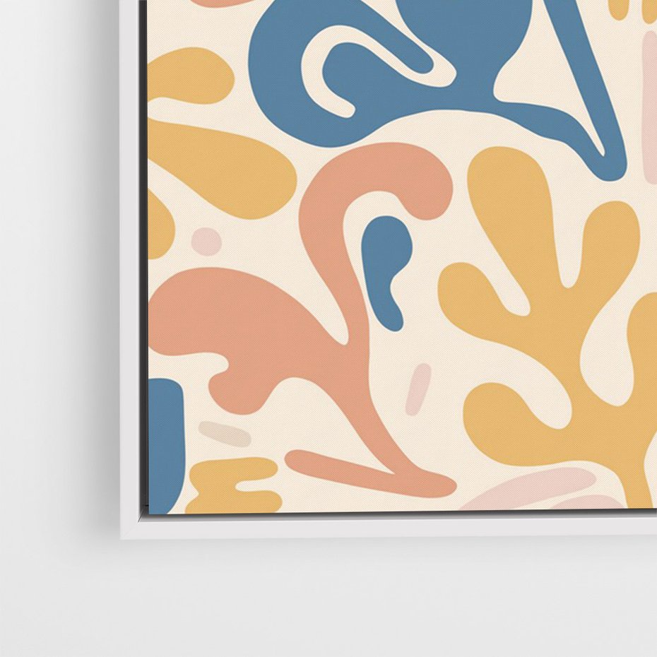 Obraz w ramie 70x100 - Symfonia Radosnych Barw - abstrakcyjne pastelowe formy, nowoczesna grafika w stylu boho - rama biała