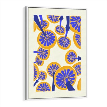 Obraz w ramie 80x120 - Malowane w słońcu - abstrakcyjna kompozycja, grzyby - rama biała