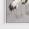 Obraz w ramie 70x50 - Spojrzenie wstecz w pędzlu - szkic rysunek, japońskie żurawie - rama biała