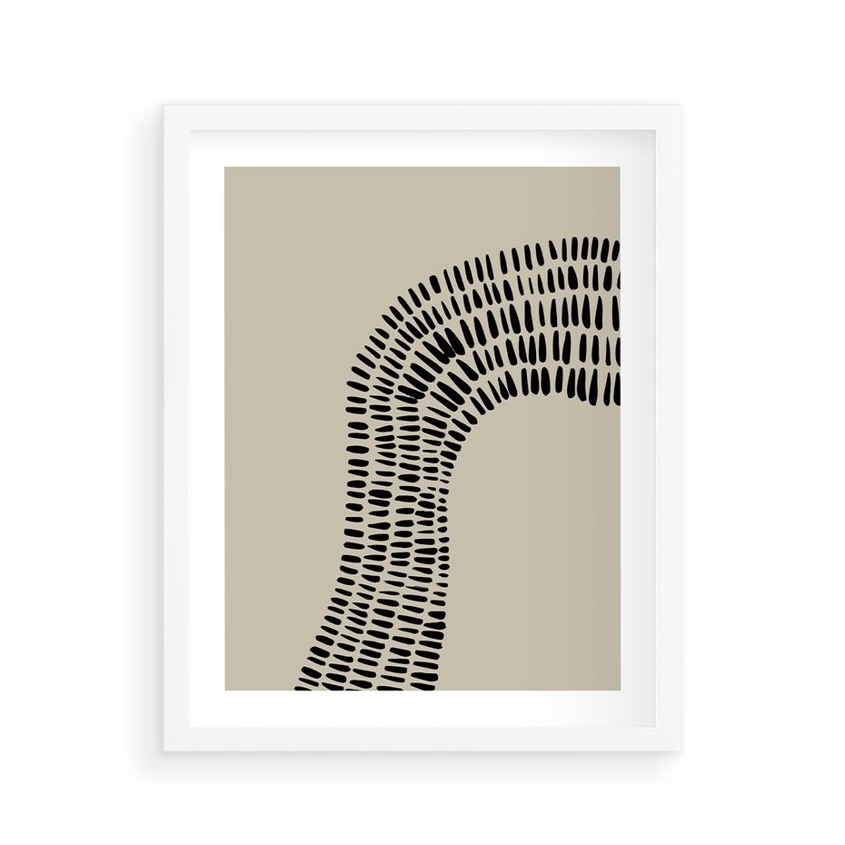 Plakat w ramie 40x50 - Migotliwa Innowacyjna Ekspresja - boho plakat, czarne kropki kreski - rama biała