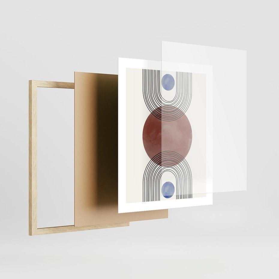 Plakat w ramie 40x50 - Księga Impulsów - nowoczesny plakat, styl midcentury - rama drewno