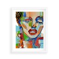 Plakat w ramie 40x50 - Kolorowe Formy - abstrakcyjny portret kobiety, twarz - rama biała