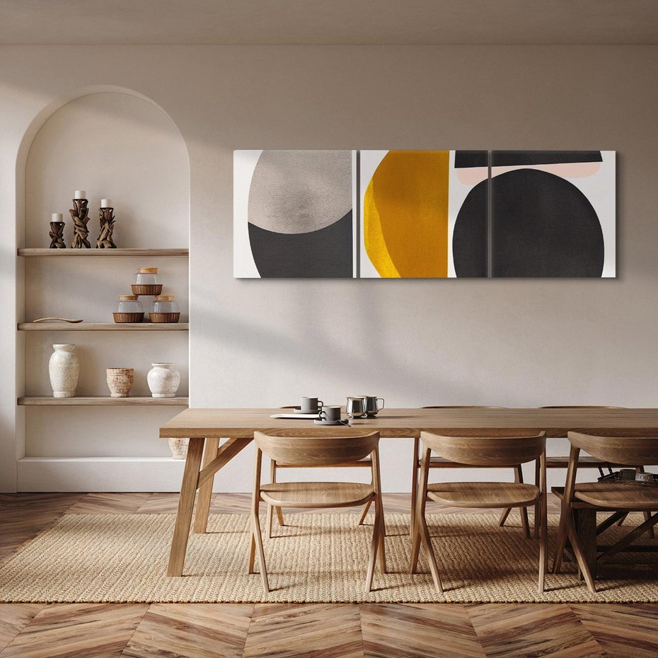 Obraz na płótnie 90x30 - Tajemnice sztuki odkryte - geometryczne półkola, kształty