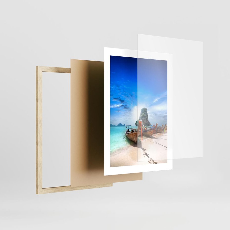 Plakat w ramie 30x40 - Morze na Łodzi - morze, łódź - rama drewno