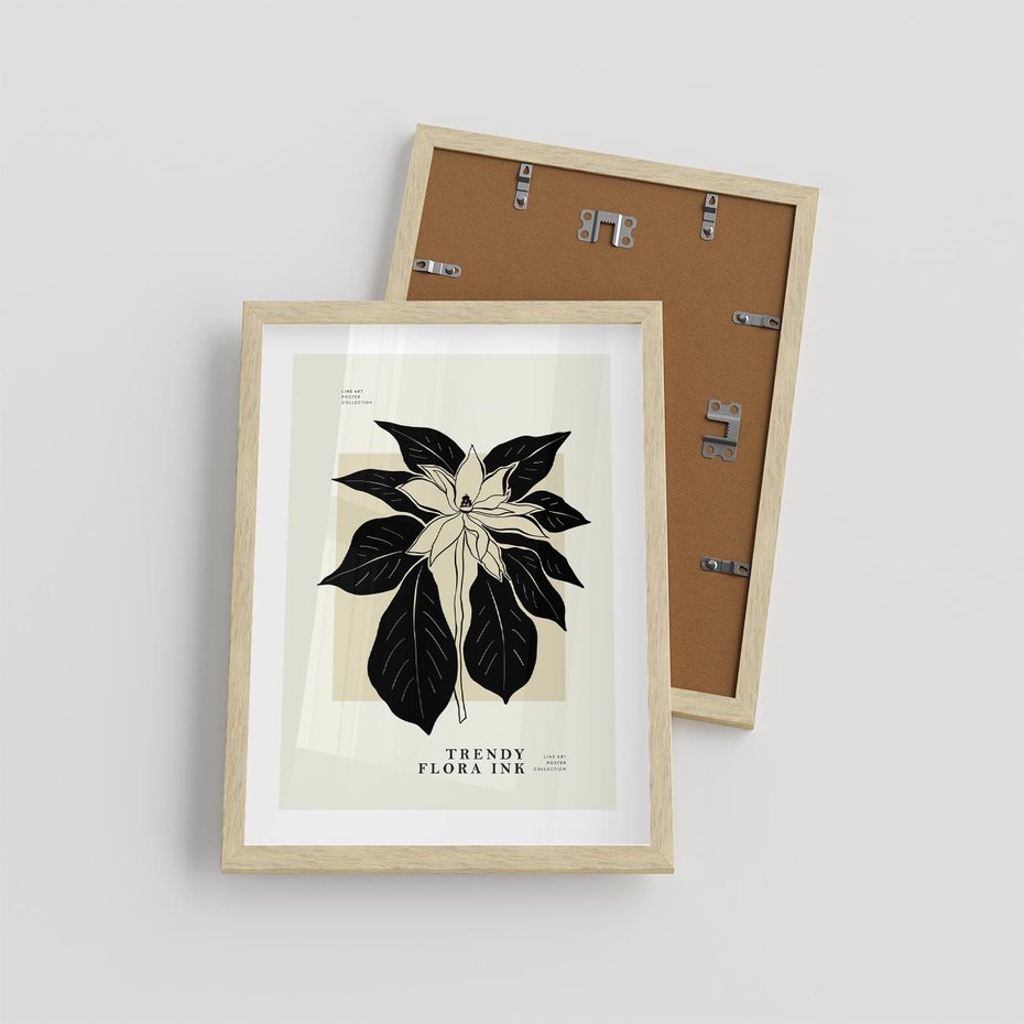 Plakat w ramie 30x40 - Melancholia przerywanych linii - wiaty, typografia - rama drewno