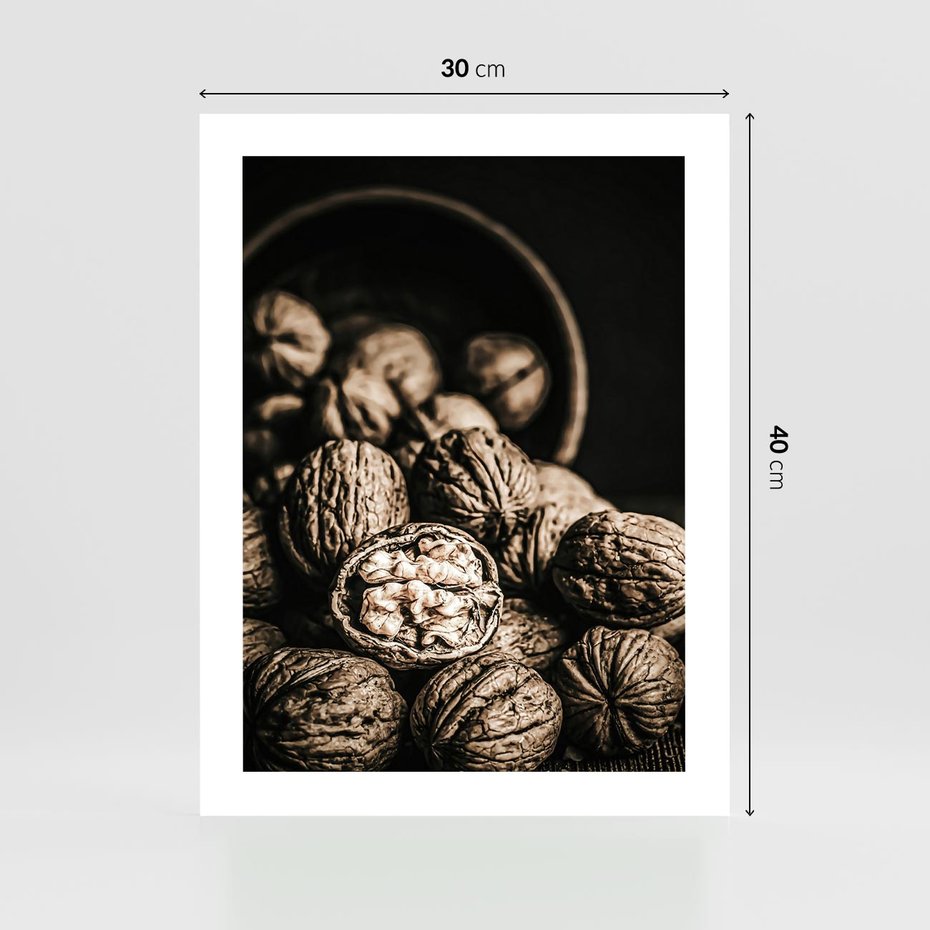 Plakat bez ramy 30x40 - Orzechy Włoskie w Sepii - orzechy włoskie, fotografia retro