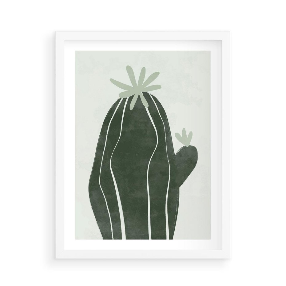 Plakat w ramie 50x70 - Zieleń Inspirującego Życia - zielony plakat, minimalizm - rama biała