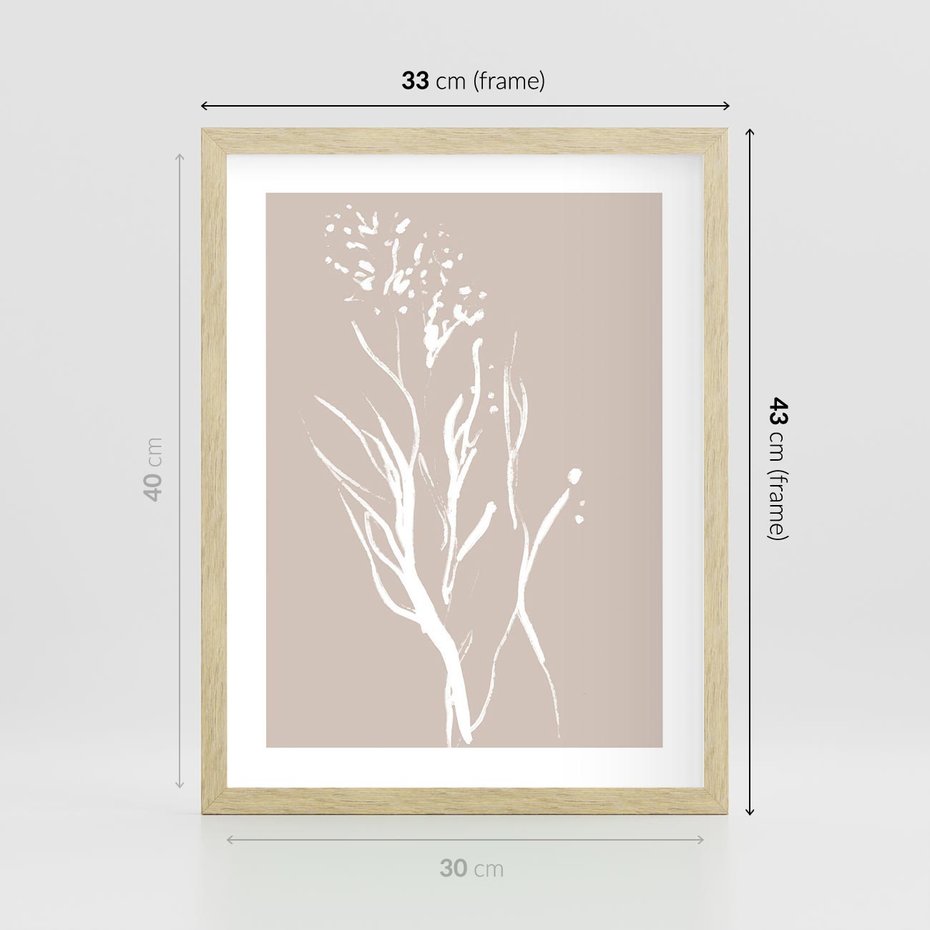 Plakat w ramie 30x40 - Impresje Pastelowych Nastrojów - minimalistyczny delikatny obraz, beżowe odcienie - rama drewno
