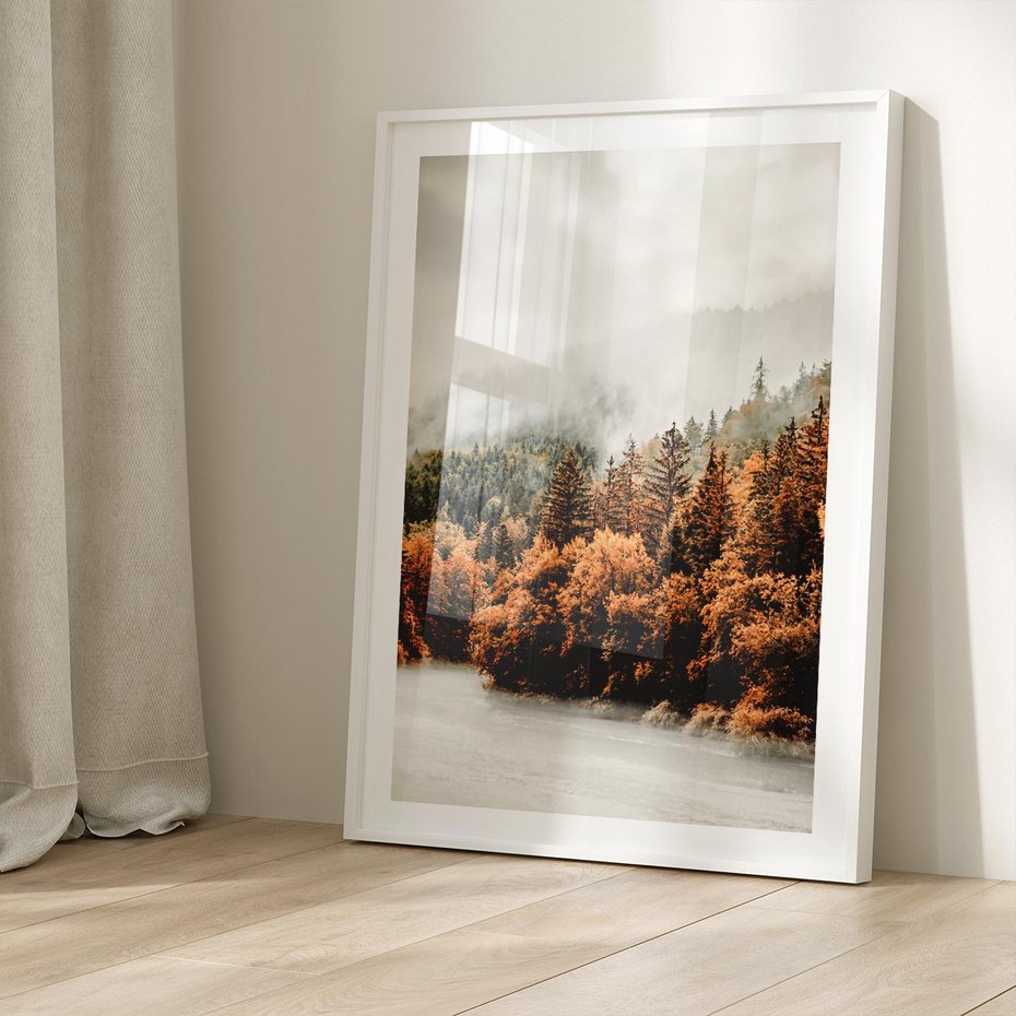 Plakat bez ramy 50x70 - Jesienna Mgła - las, góry