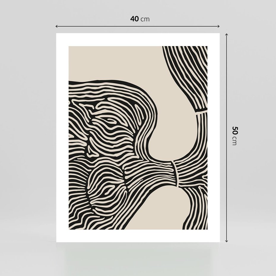 Plakat bez ramy 40x50 - Harmonijne Kształty - abstrakcyjne ryciny, czarno biały