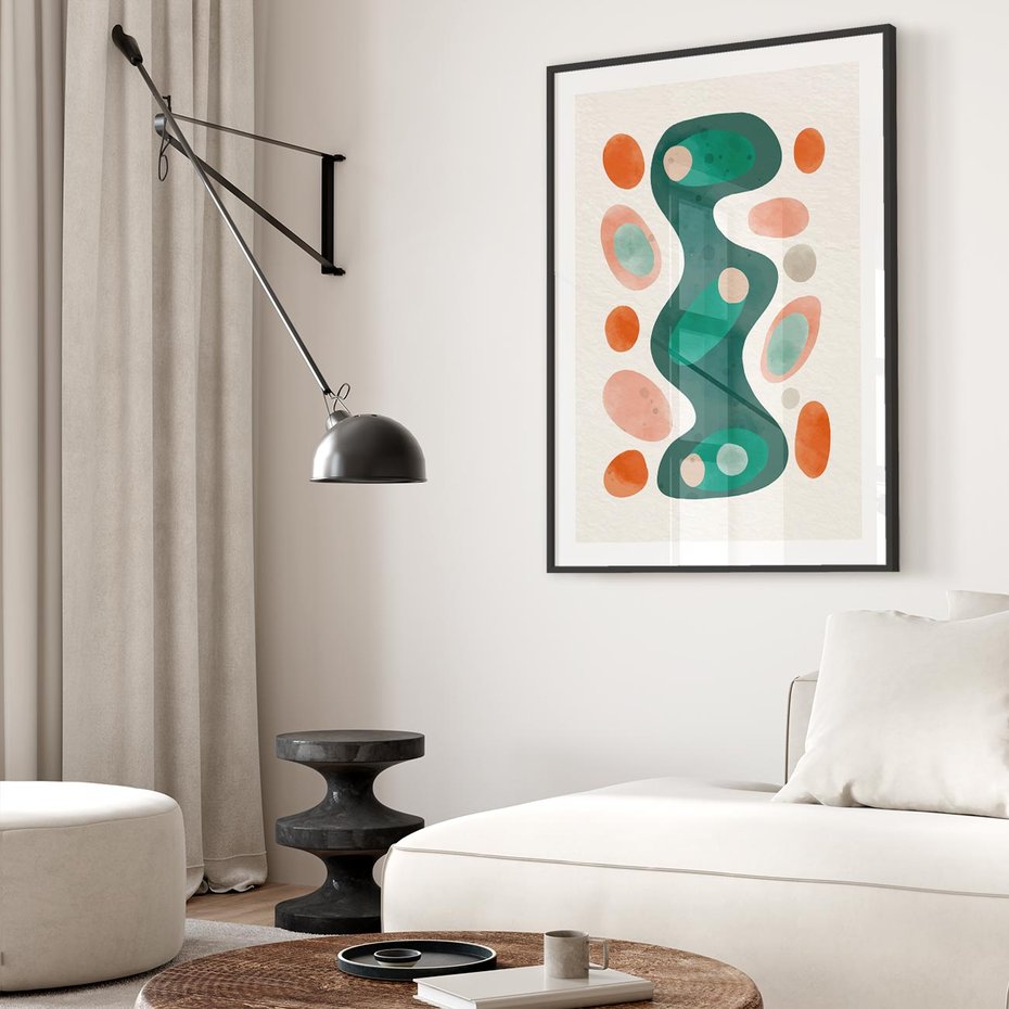 Plakat bez ramy 50x70 - Wewnętrzne Spektrum - abstrakcyjne formy, dominujący kolor zielony