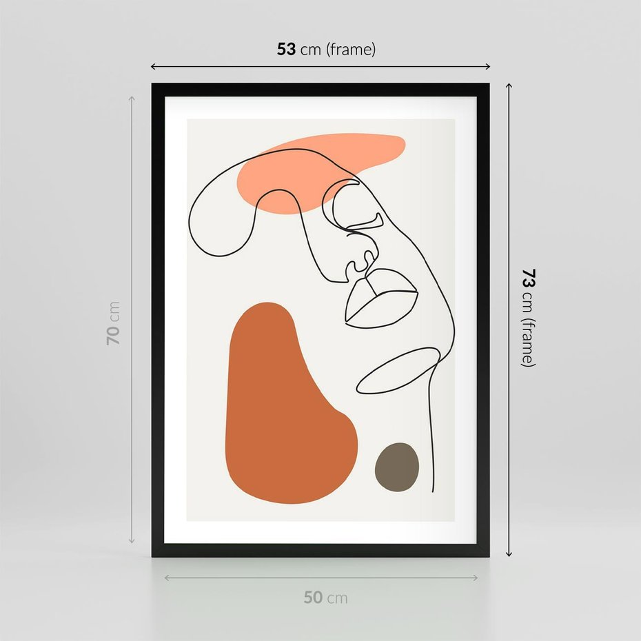 Plakat w ramie 50x70 - Twarz w Geometrycznym Stylu - nowoczesny obraz, grafika - rama czarna