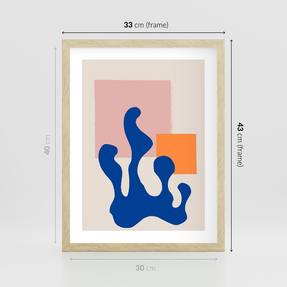 Plakat w ramie 30x40 - Bezgraniczna Galeria Plam - abstrakcja, nowoczesny plakat - rama drewno