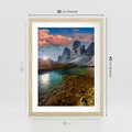 Plakat w ramie 30x40 - Jezioro wśród majestatycznych gór - jezioro, góry - rama drewno