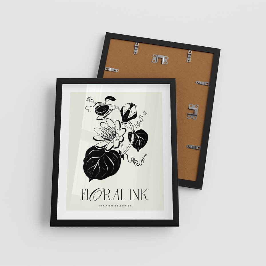 Plakat w ramie 40x50 - Odbicie kwiatowych chwil - kwiaty, typografia - rama czarna