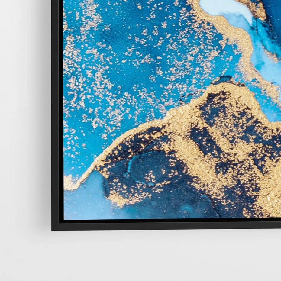 Obraz w ramie 70x50 - Elegancja i Wyrafinowanie - marmur, złoto - rama czarna