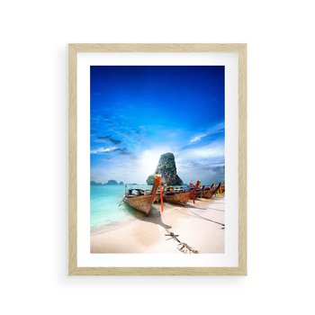 Plakat w ramie 40x50 - Morze na Łodzi - morze, łódź - rama drewno
