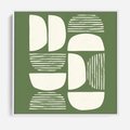 Obraz w ramie 80x80 - Migotliwe Formy - geometryczne boho kształty na brązowym, oliwkowym tle - rama biała