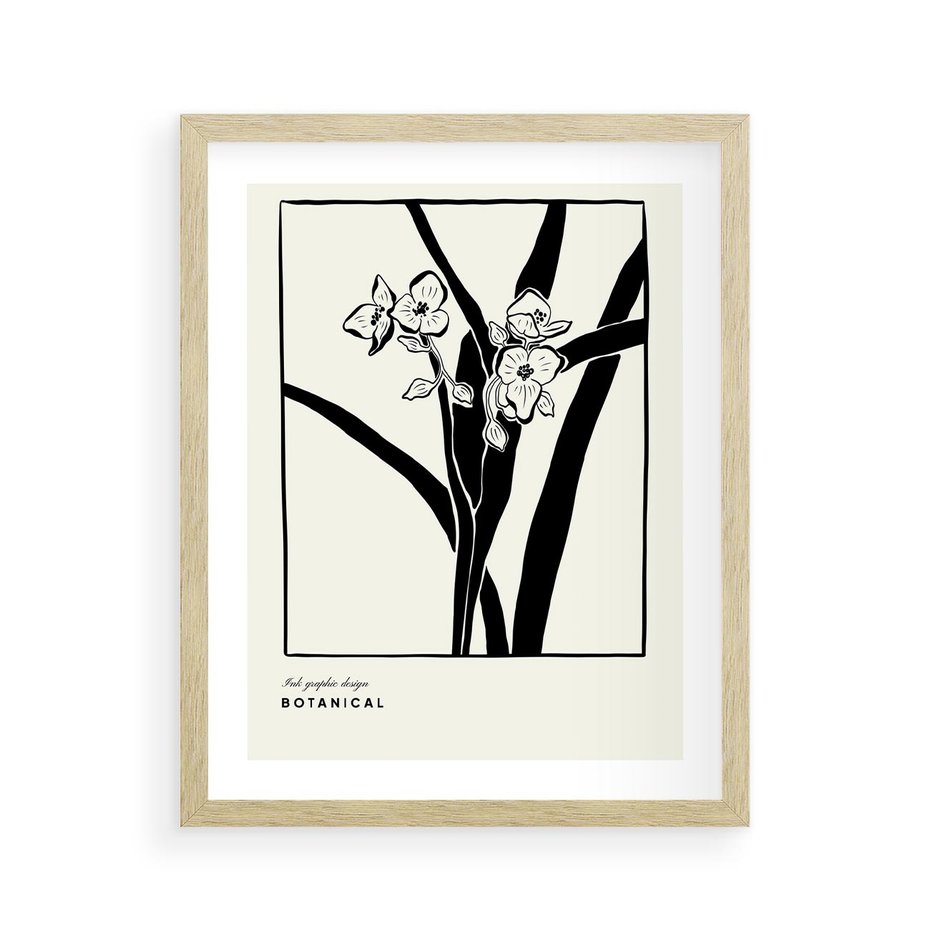 Plakat w ramie 40x50 - Symfonia kwiatowej ekspresji - kwiat, grafika - rama drewno