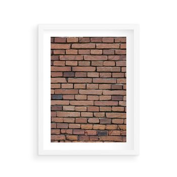 Plakat w ramie 30x40 - Mur cegieł: industrialny urok - cegły, mur - rama biała