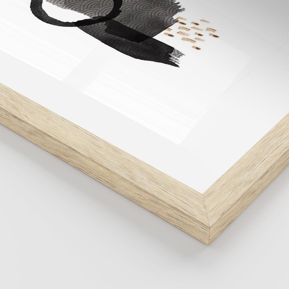 Plakat w ramie 40x50 - Japoński Minimalizm - grafika w japońskim stylu, minimalizm - rama drewno