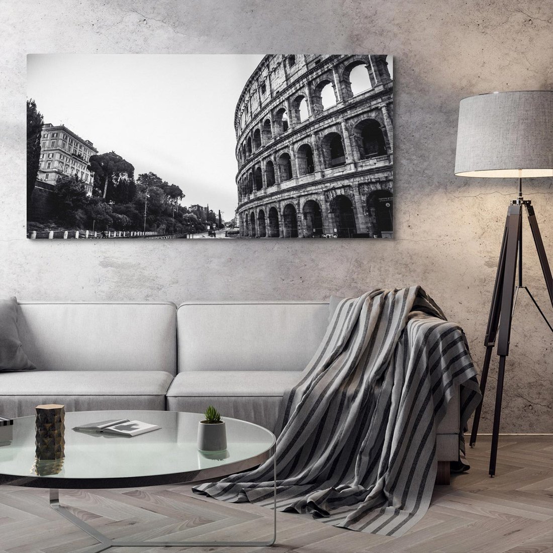Obraz na płótnie 120x60 - Echa Historii - czarno biała fotografia, koloseum