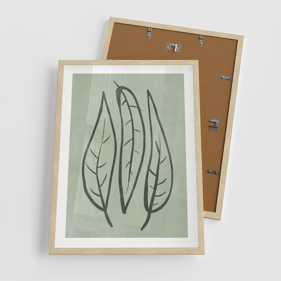 Plakat w ramie 50x70 - Energetyczne Ekspresje Natury - zielony plakat, roślinne motywy - rama drewno