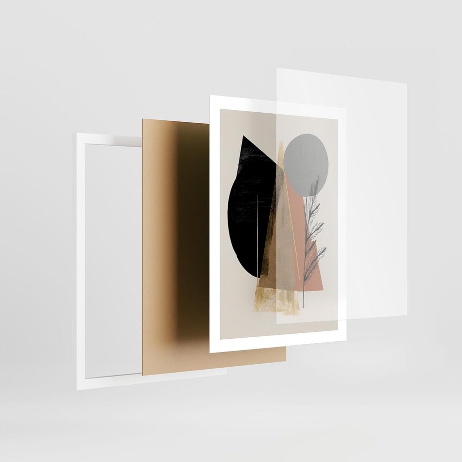 Plakat w ramie 50x70 - Wibracje Barw Ziemi - abstrakcyjny obraz, dziwne formy - rama biała