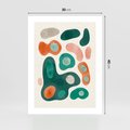 Plakat bez ramy 30x40 - Kolorowe Przenikanie - przypadkowe abstrakcyjne plamy, pomarańczowy i zielony