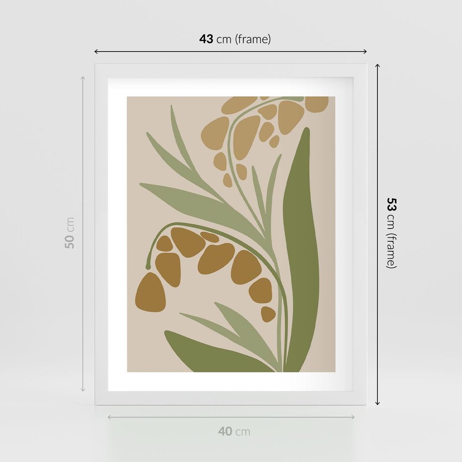 Plakat w ramie 40x50 - Minimalizm z Roślinami - nowoczesny plakat, roślinność - rama biała