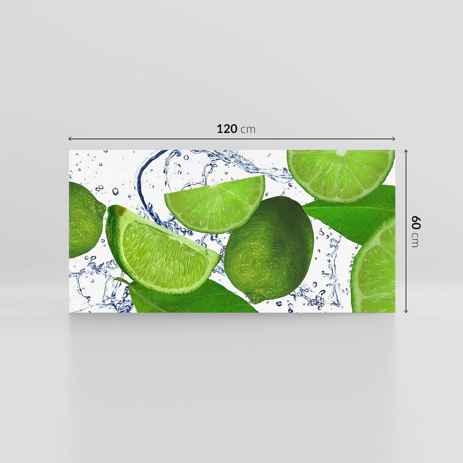 Obraz na płótnie 120x60 - Świeże limonki - limonki, woda